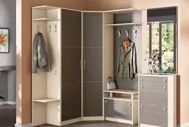 Коричневый шкаф в прихожую №234 с зеркалом на заказ